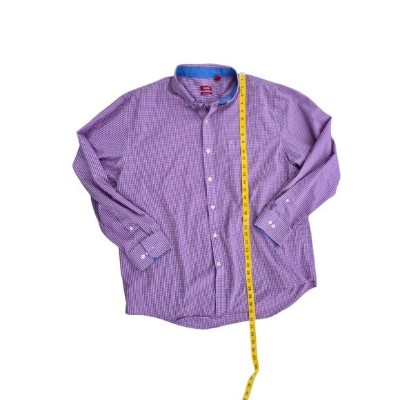 Izod Mens Button-Down Shirt Purple Gingham Check XL Non-Iron Stretch Cotton - Picture 5 of 6